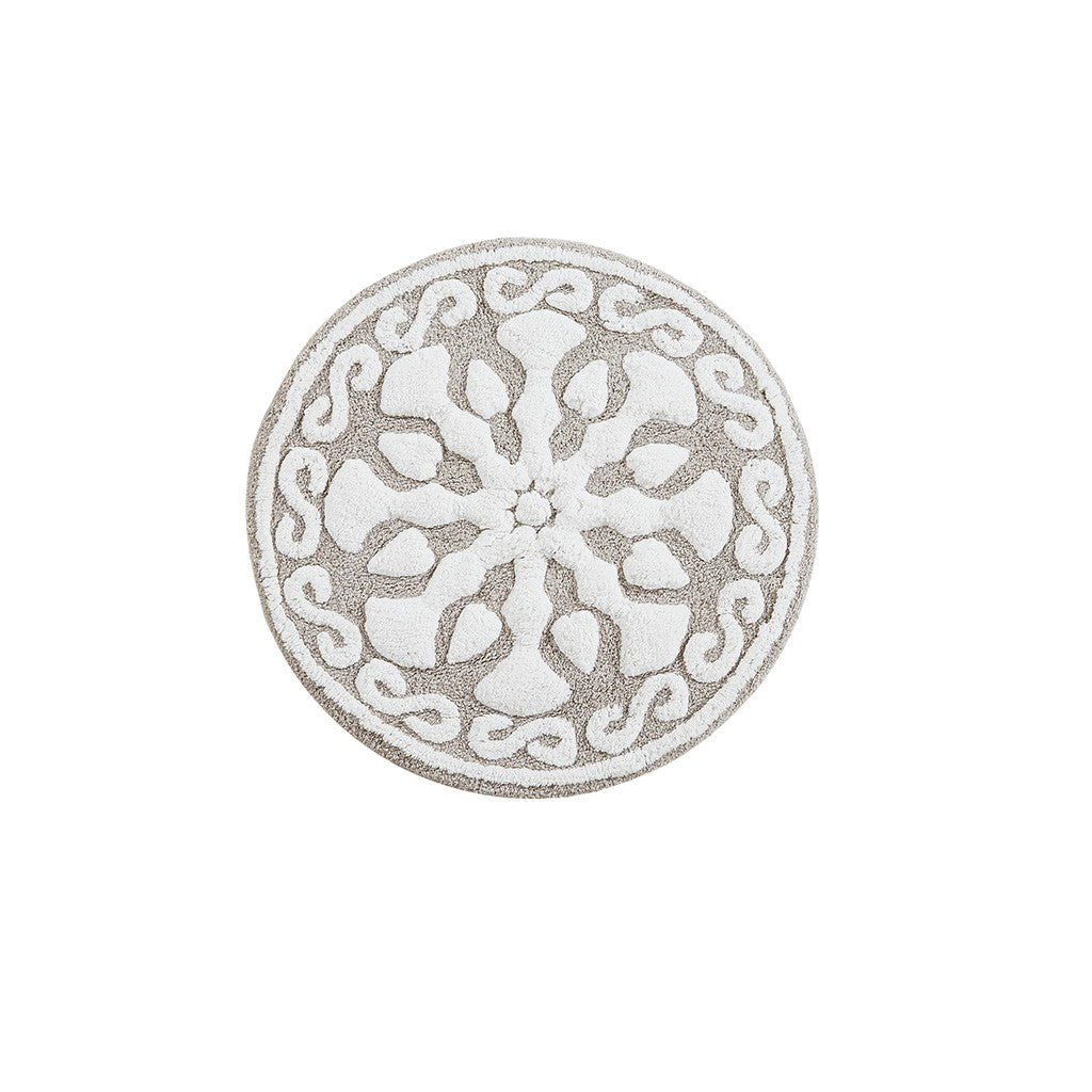 Casablanca Medallion Cotton Tufted Bath Rug 25"R Taupe