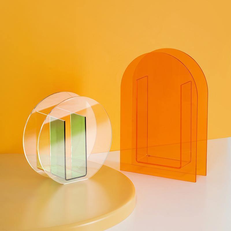 Vibrant Acrylic Geometric Floral Vase