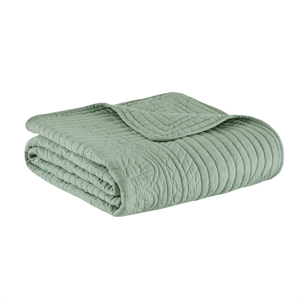 Tuscany Oversized Quilted Throw with Scalloped Edges 60x72 Seafoam