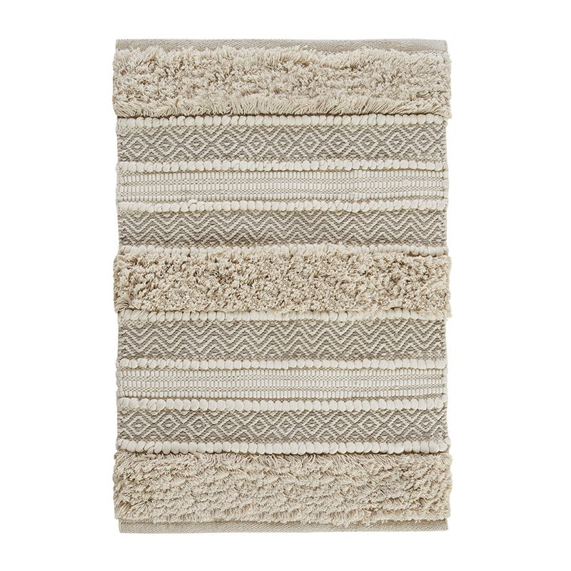 Asher Woven Texture Stripe Bath Rug 20x32" Natural