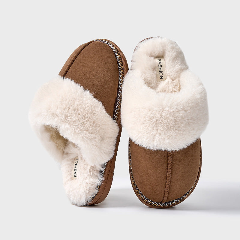 Women's Faux Fur Winter Slippers Khaki