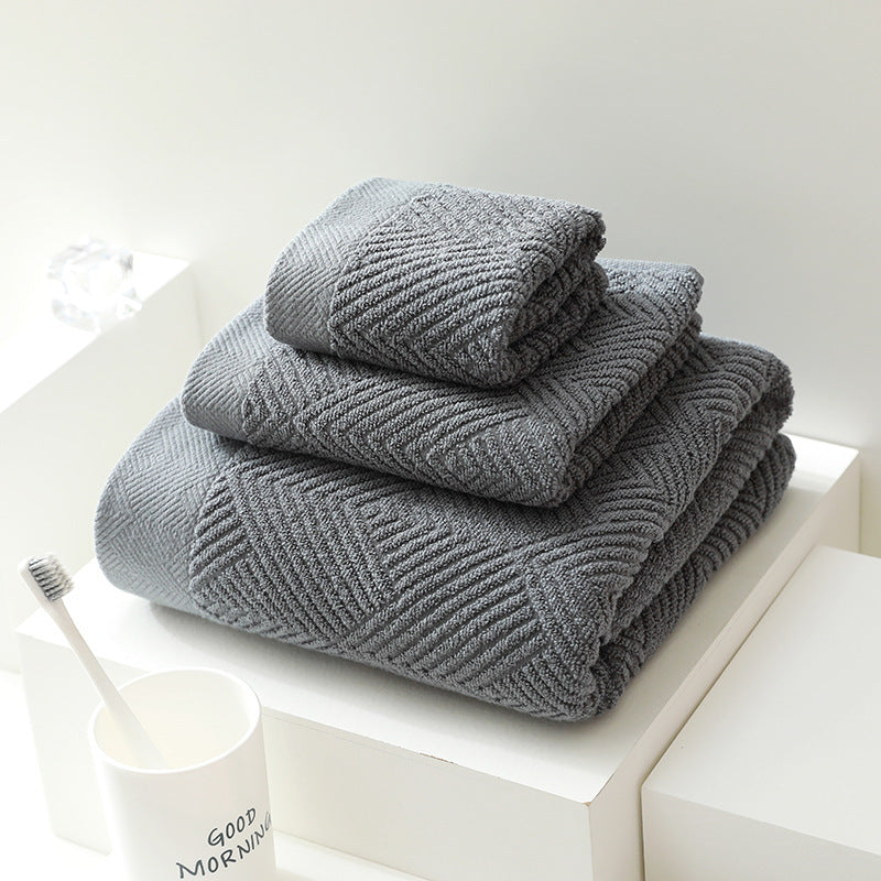 100% Cotton Bath Towel Set 3-Piece Gray Set of 3