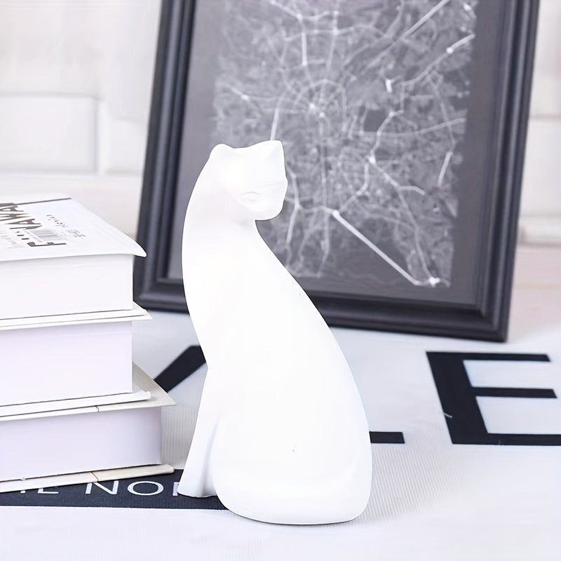 Nordic Whiskers™ - Home Décor Cat White Sitting Pose