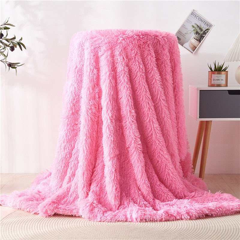 Faux Fur Snuggle Throw Blanket Blush Pink