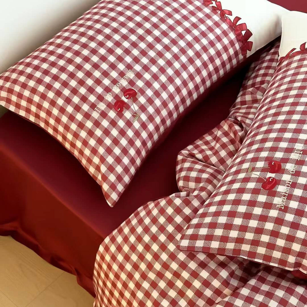 Gingham Cotton Bedding Set – 100s Cotton