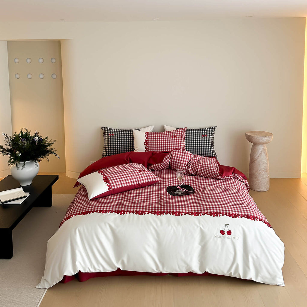 Gingham Cotton Bedding Set – 100s Cotton