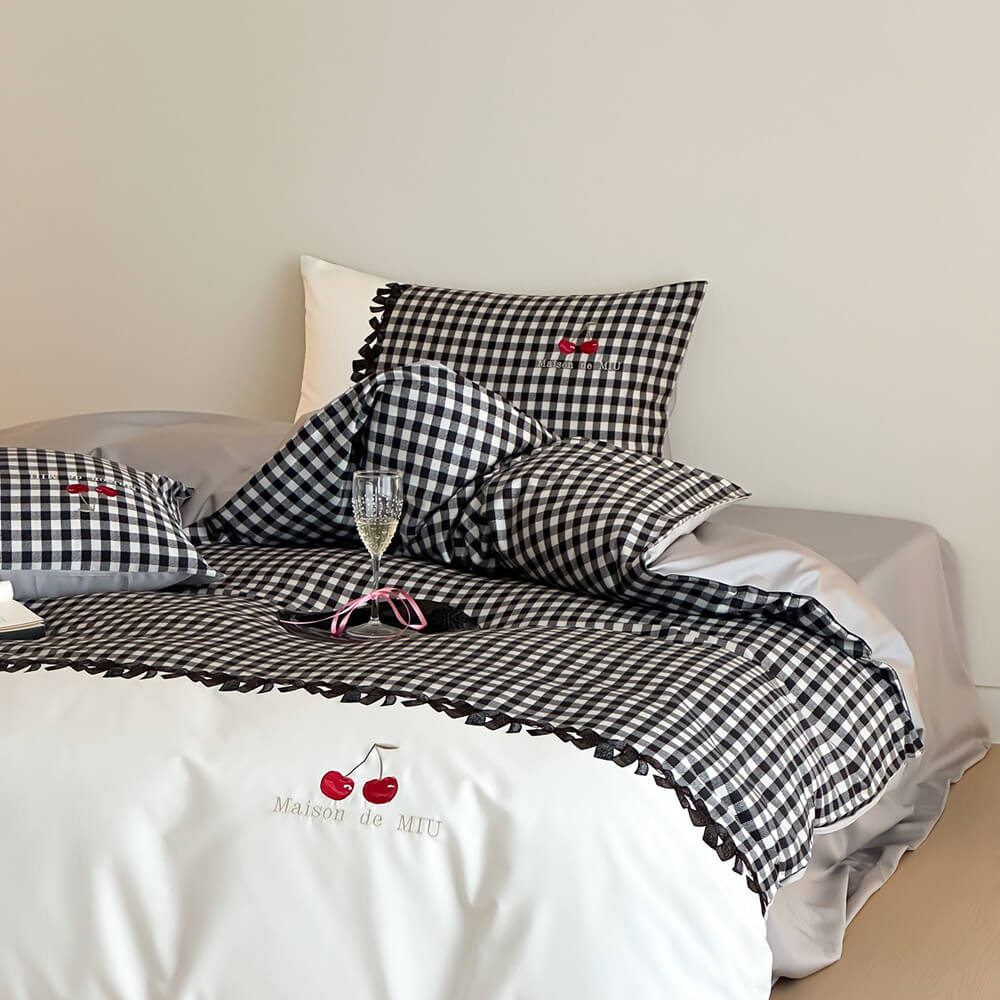 Gingham Cotton Bedding Set – 100s Cotton