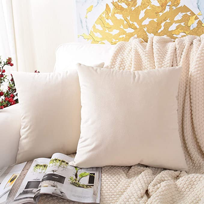 Velvet Cushion Covers 2 Pack Cream