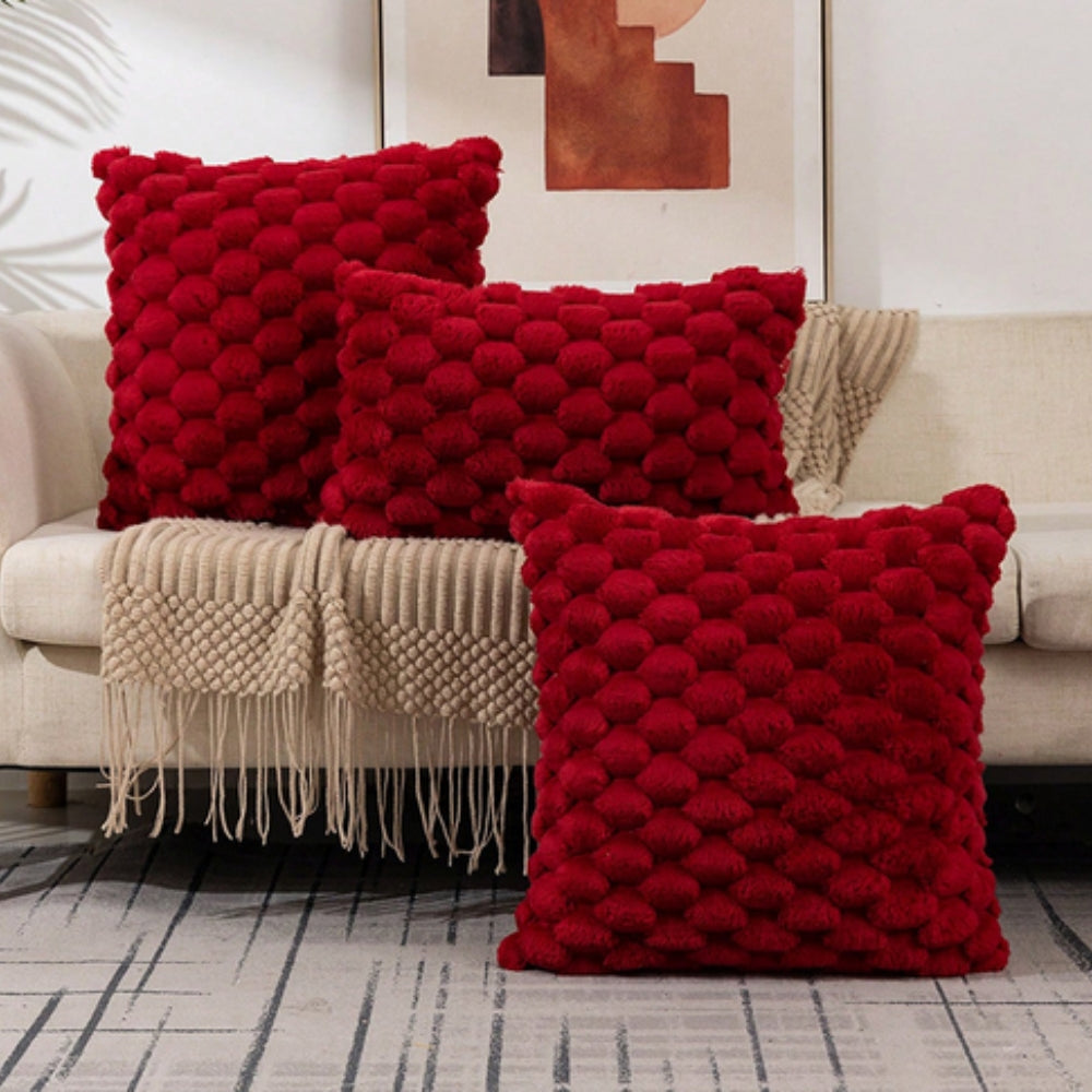 Plush Marshmallow Cushion Cover Red