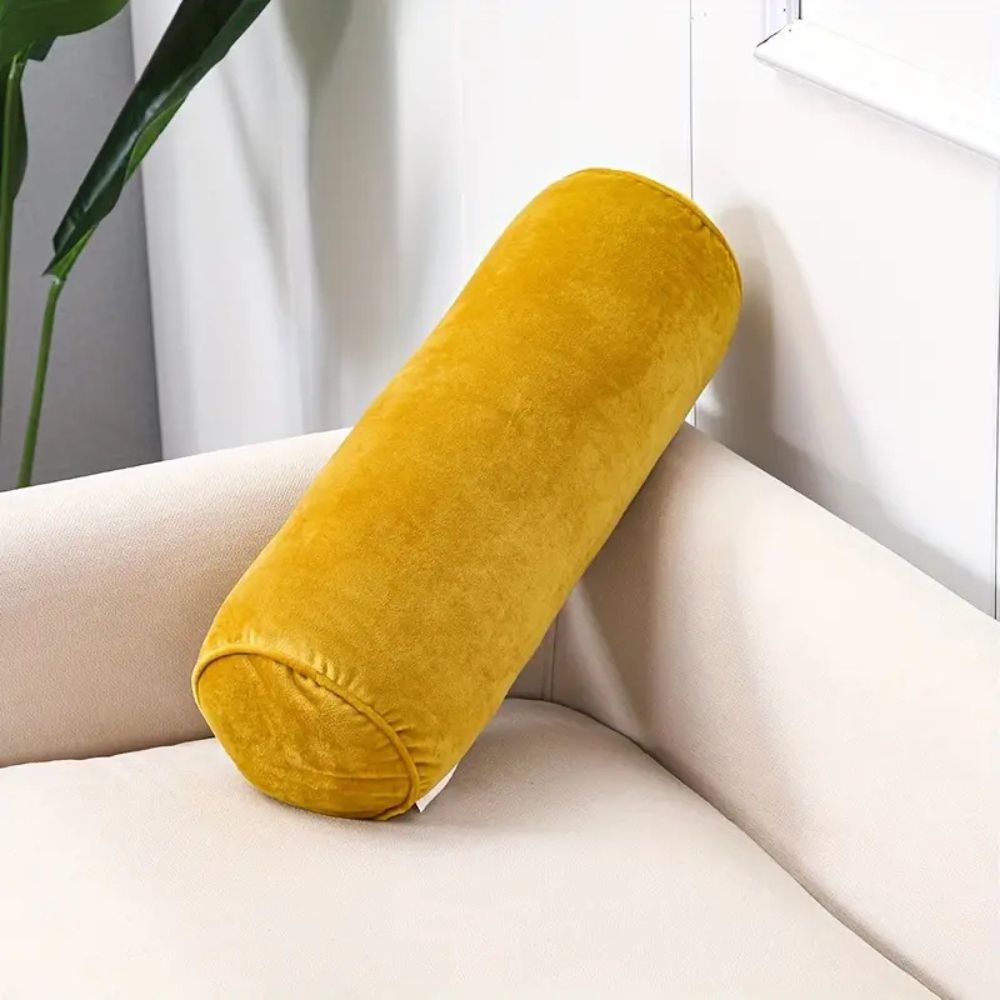 Plush Velvet Bolster Cushion Ginger Colored