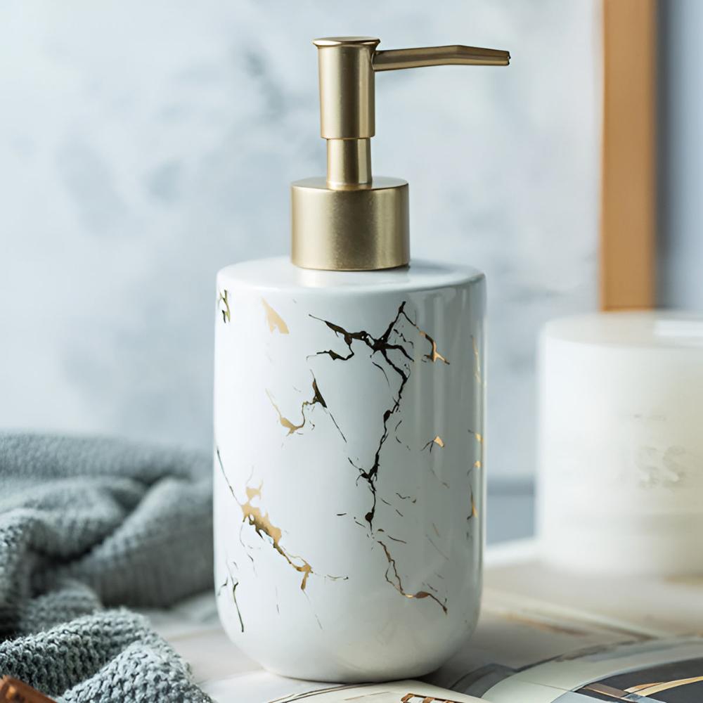 Golden Marble Luxe Dispenser Cloud White