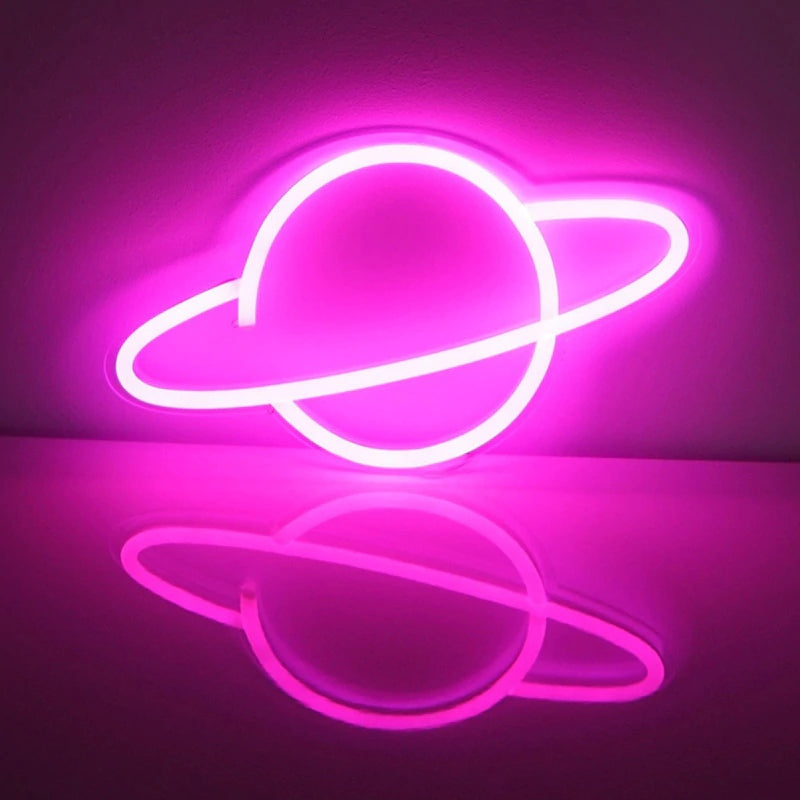 Aesthetic Neon Light Planet