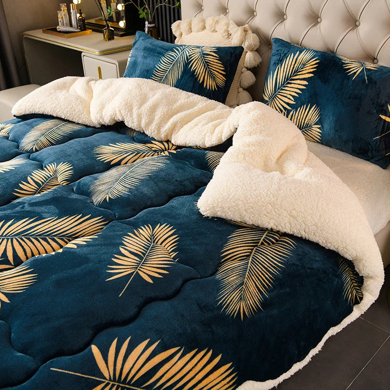 Fluffy Sherpa Blanket with Quilt Core