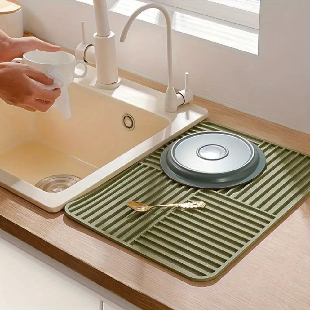 Ridged Foldable Multi-Purpose Drying Mat Green