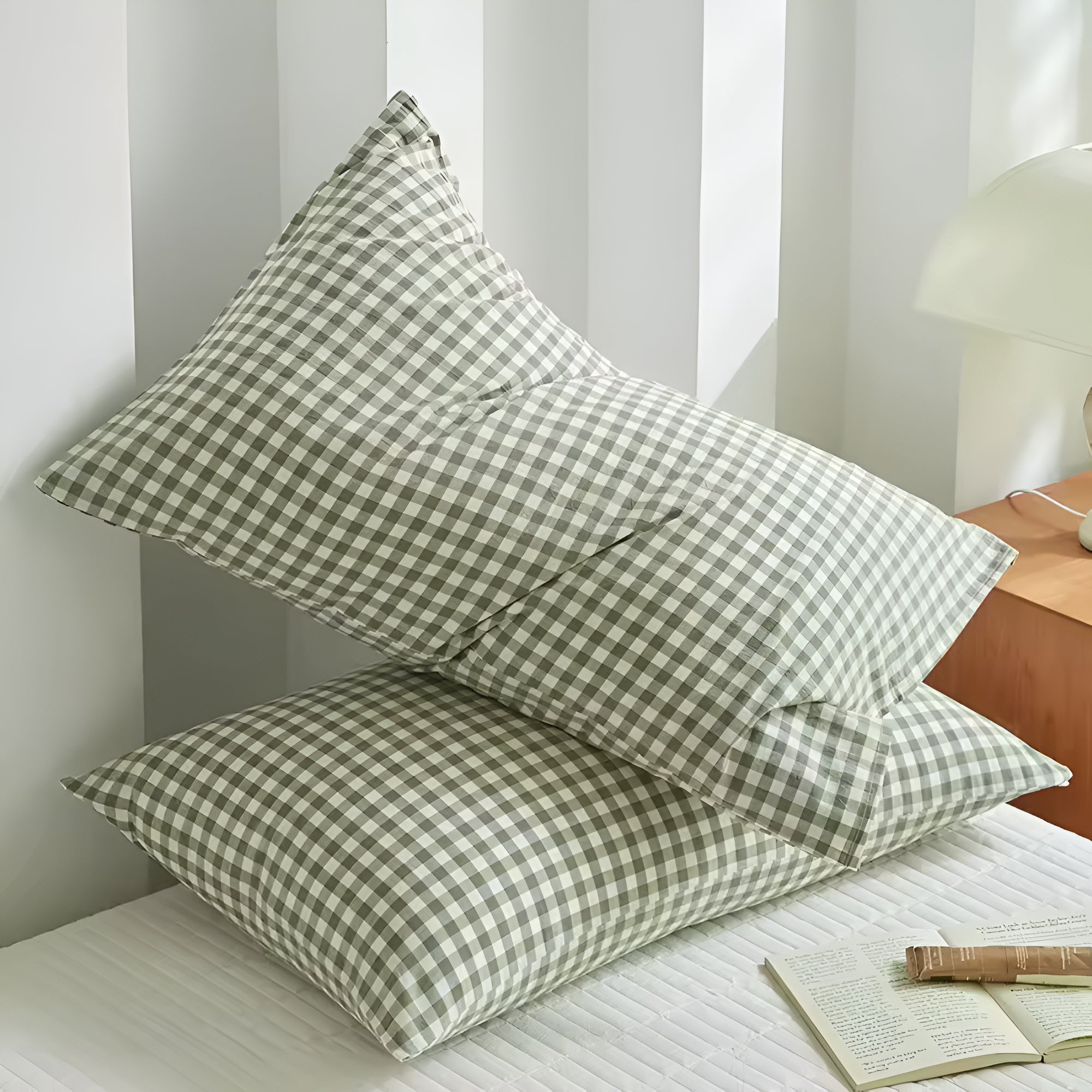Soft Plaid Checkered Pillowcases Mint Checkered