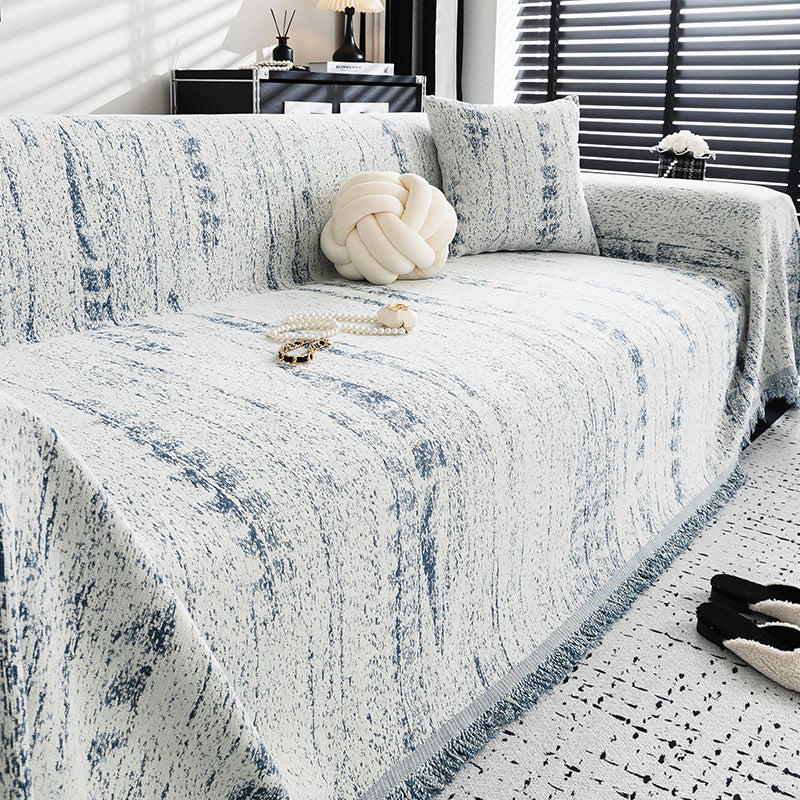 Modern Chenille Couch Cover for Protection & Style Blue