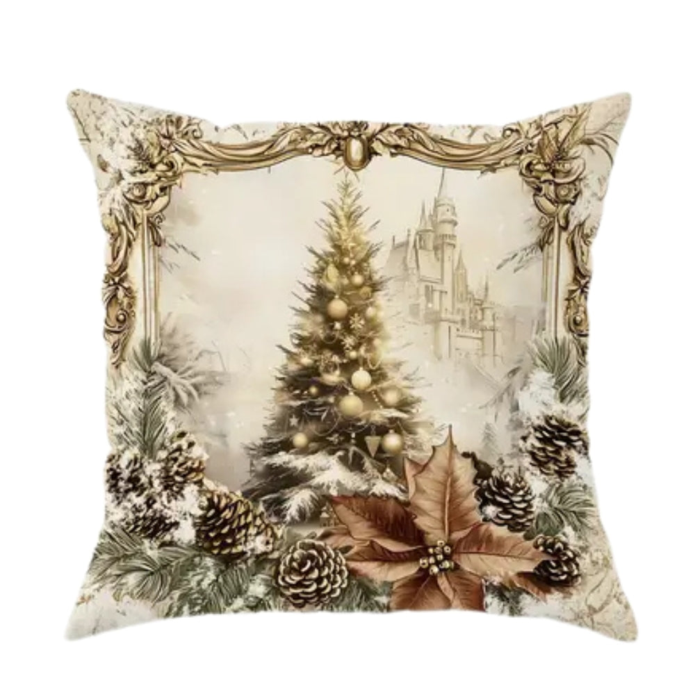 Golden Velvet Christmas Cushion Covers Christmas Tree 18"x18"