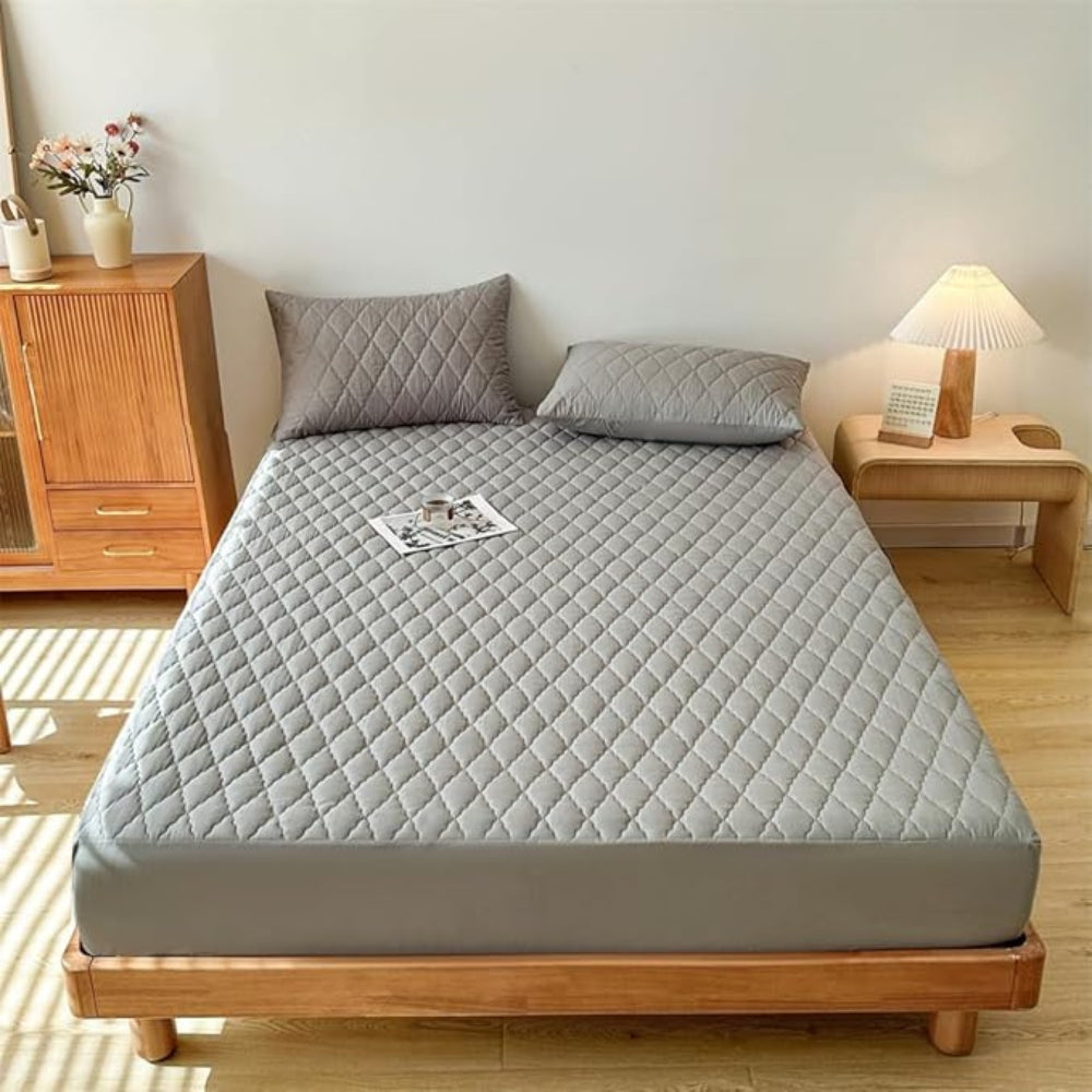 Luxurious Waterproof Fitted Sheet Set Gray