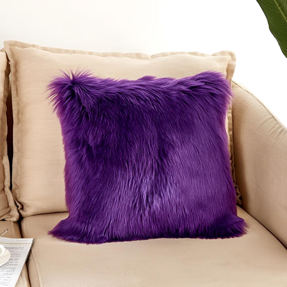 Furry Cushion Covers Royal Plum Purple