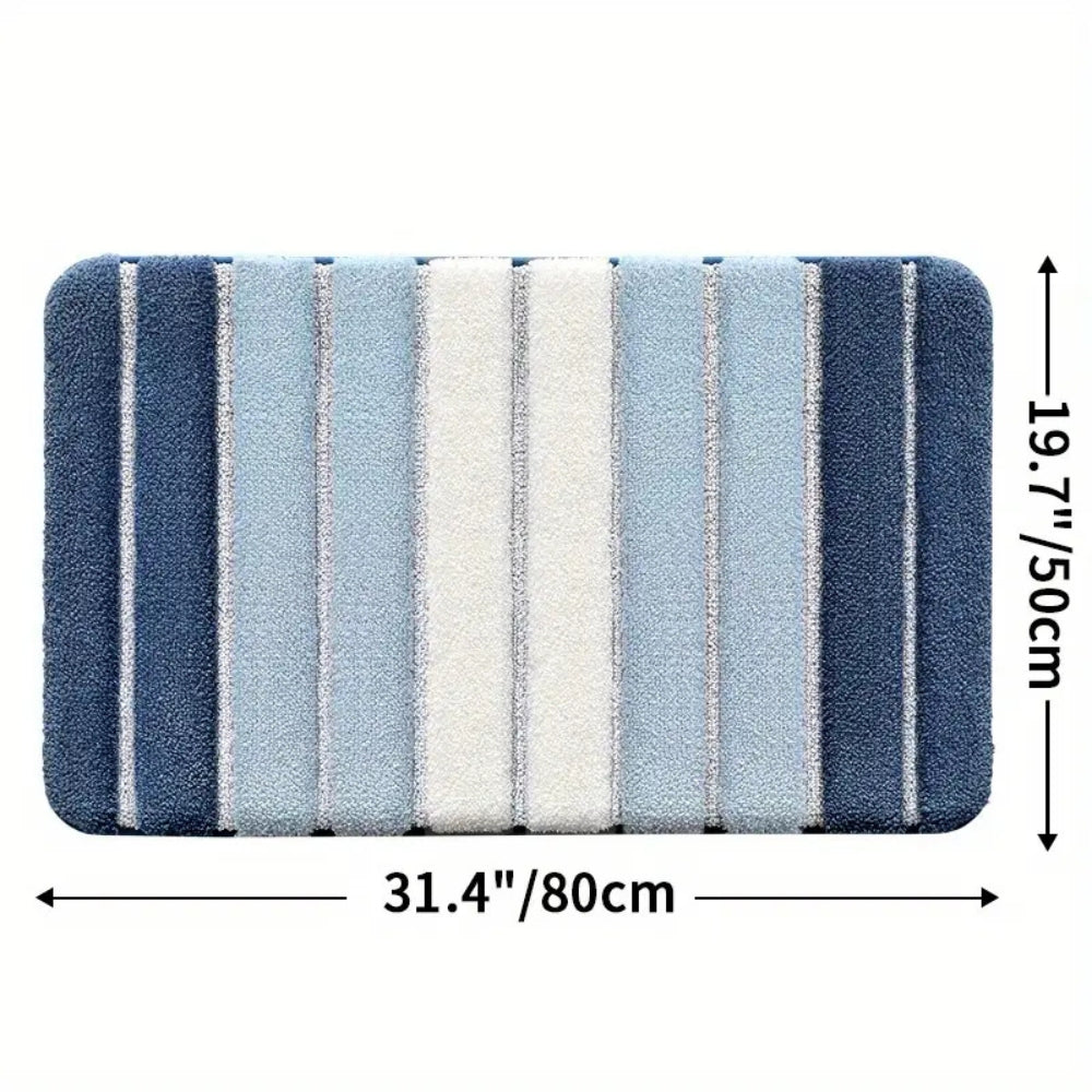 Lumiere Striped Absorbent Bath Mat Blue 20"x31"