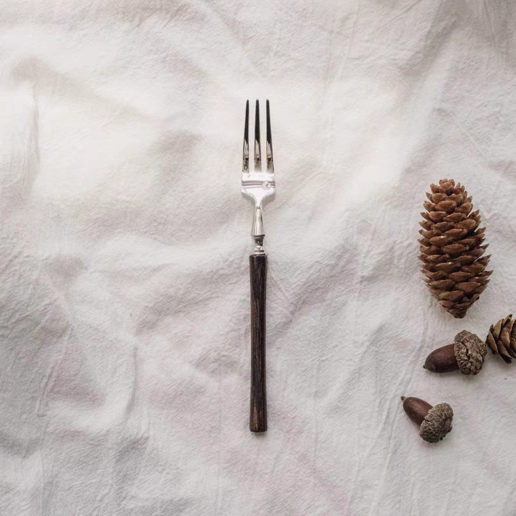 Vintage Walnut Wood Handle Flatware Set