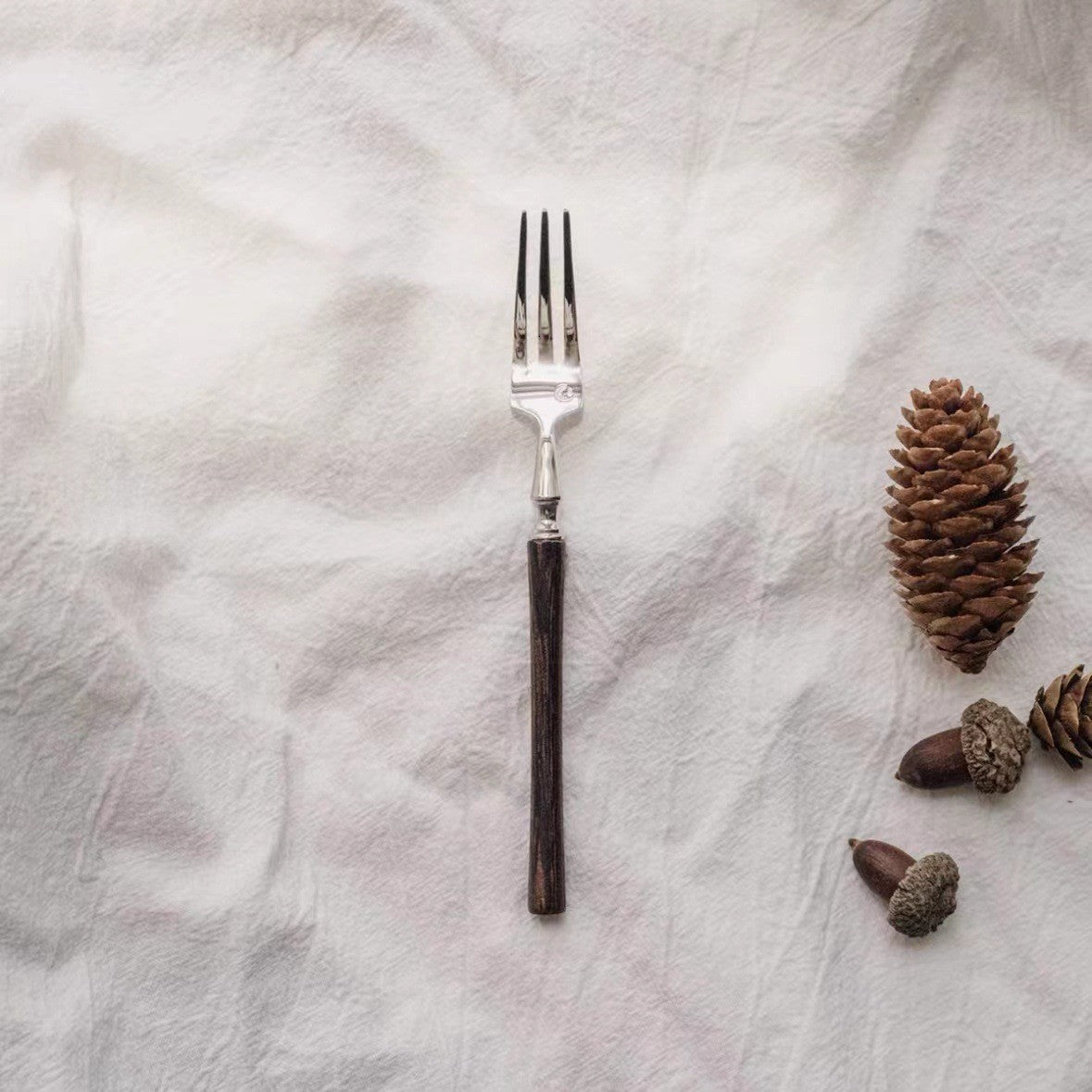 Vintage Walnut Wood Handle Flatware Set