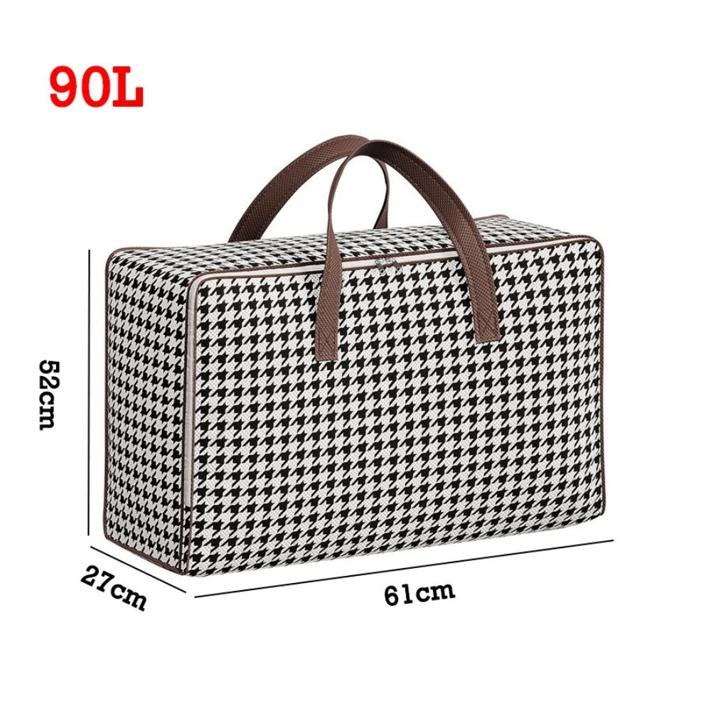 Durable Large Capacity Houndstooth Storage Suitcase 90L