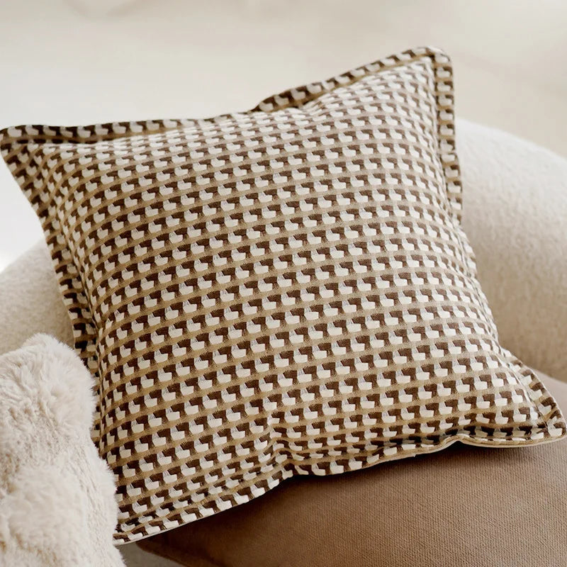 Modern Autumn Throw Cushion Covers Checkered 18"×18" (45×45cm)