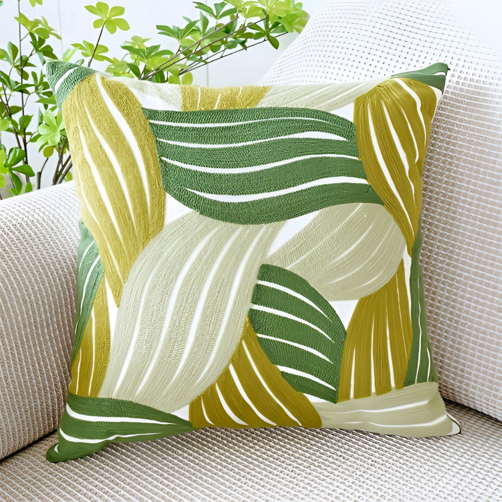 Verdant Paradise Cushion Cover Abstract Green Leaves