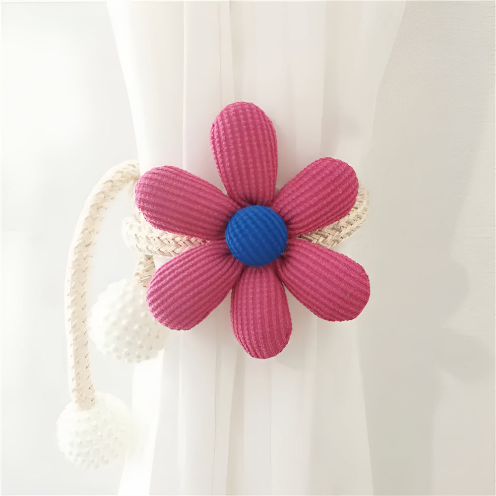Whimsical Flower Curtain Tie Back Rose Pink