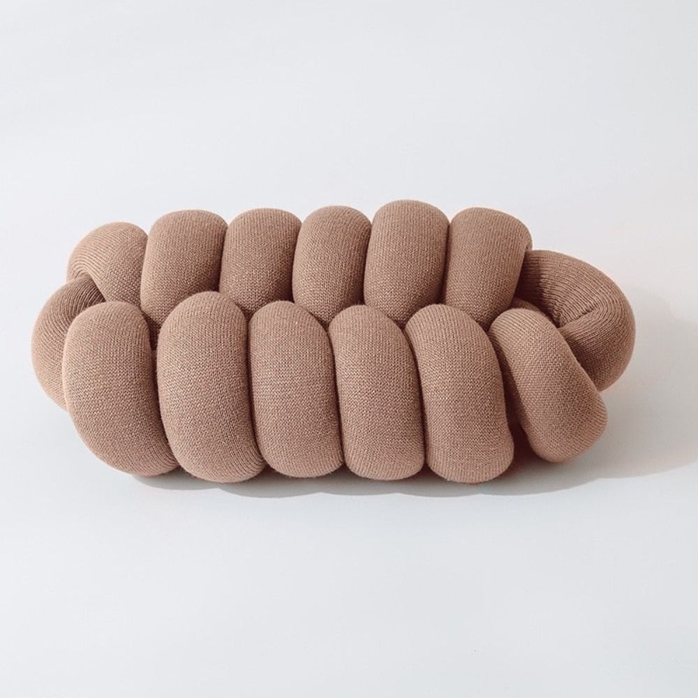 Splendid Ellipse Knotted Plush Cushion Coffee 18"x10"x6"