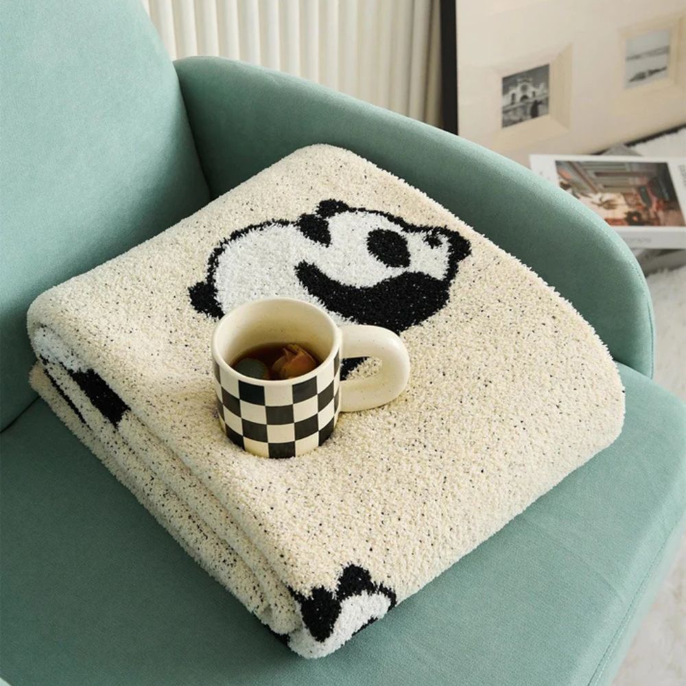 Kawaii Panda Knitted Blanket Creamy Panda