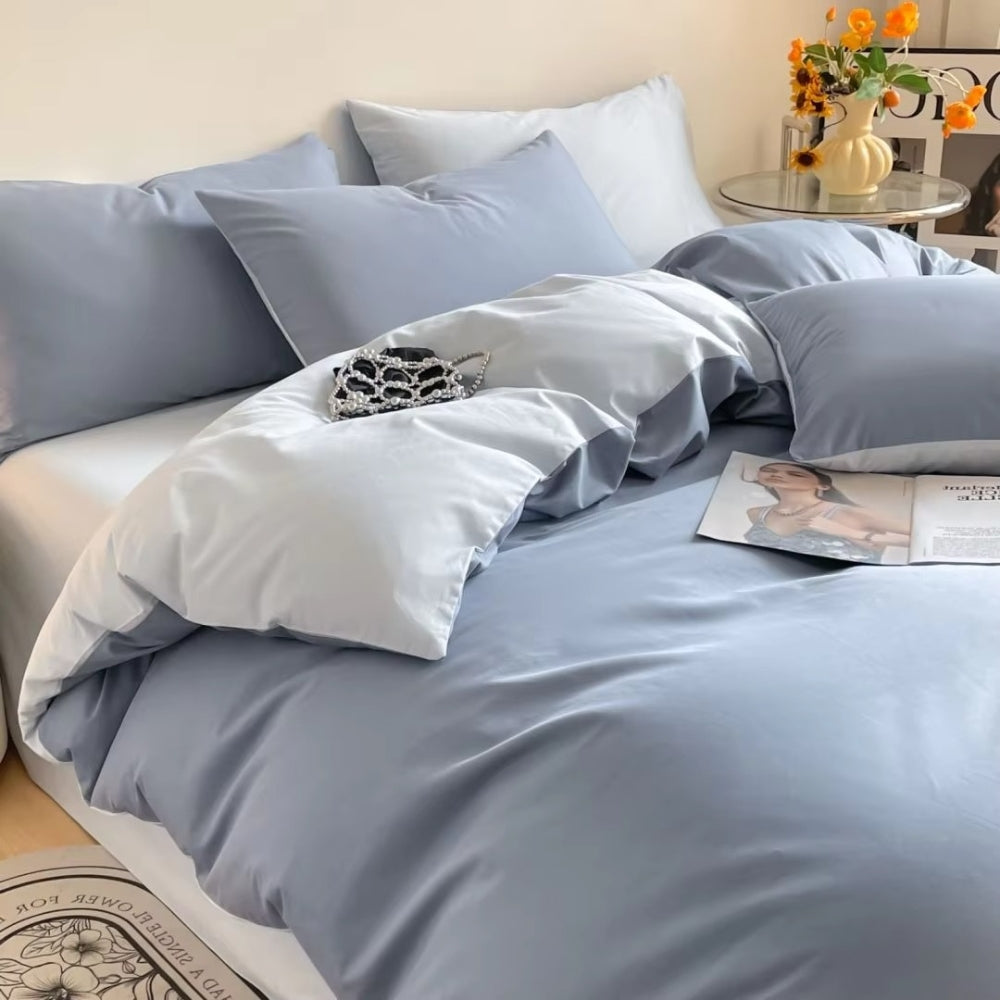 Lustova Cotton Duvet Cover | 3pcs Set Sky Frost