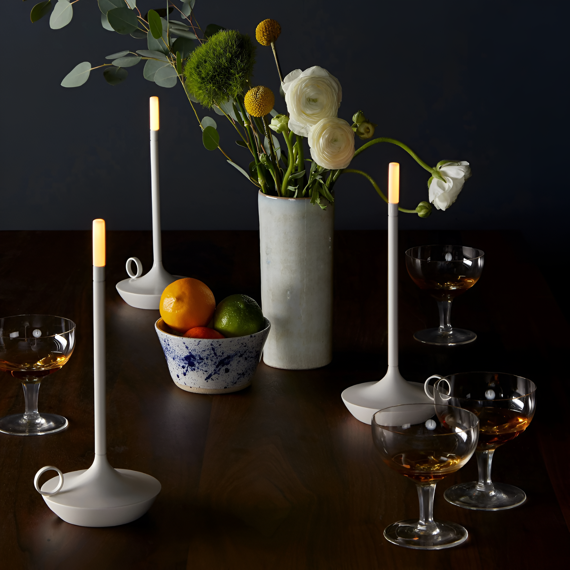 Portable Cylindrical Table Lamp White
