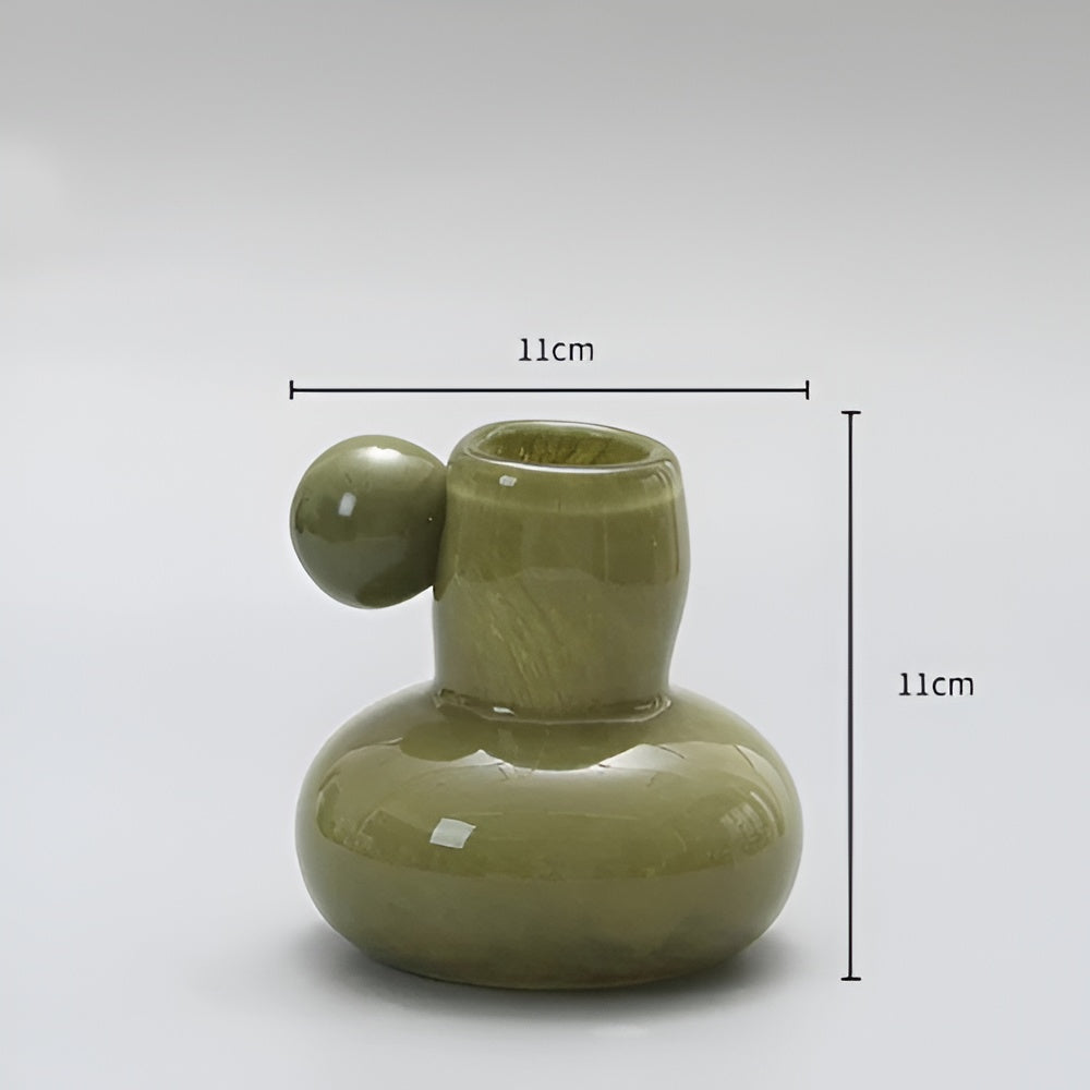 Celestial Nordic Glass Candle Holder Olive Green
