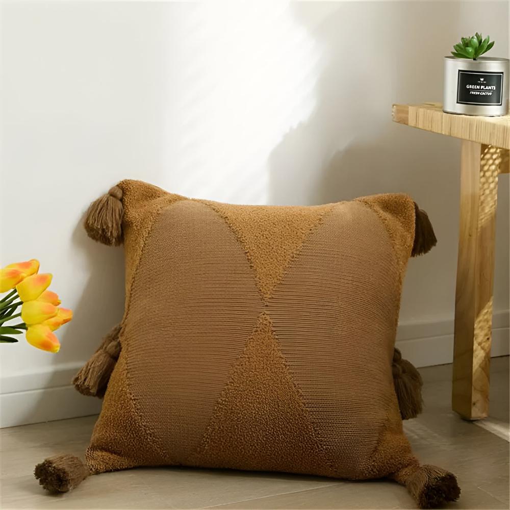 Tassel Touch Cushions Chocolate Brown