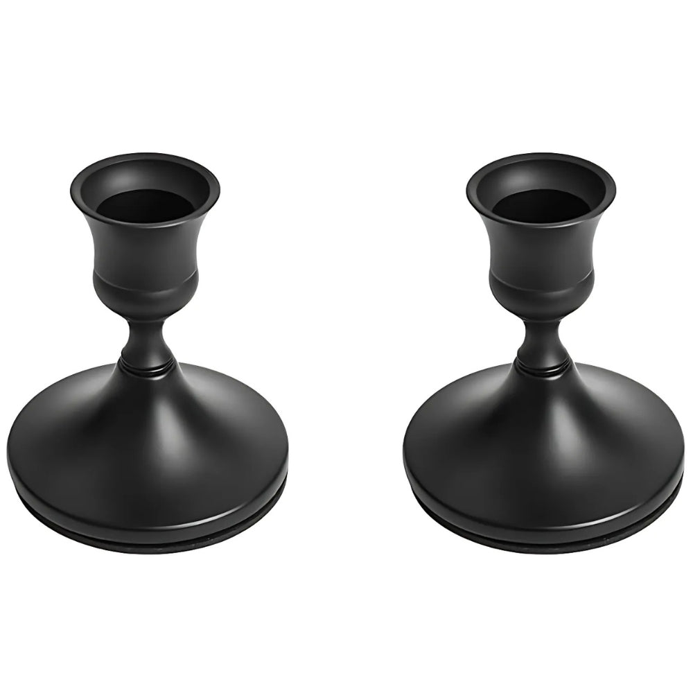 Shimmering Vintage Candle Holder | 2pc Set Midnight Noir
