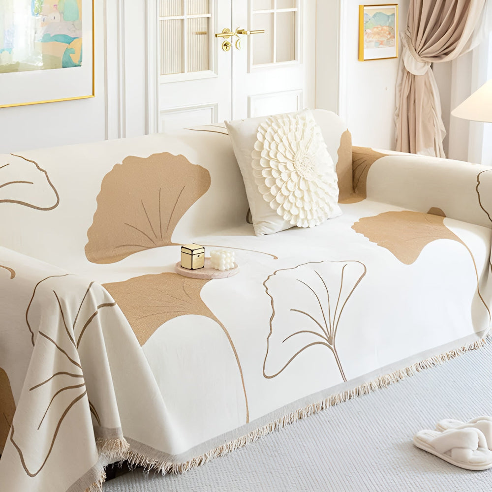 Pastoral Style Ginkgo Leaf Sofa Cover Coffee