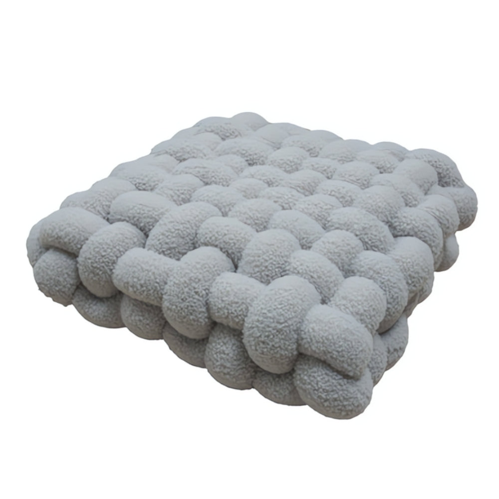 Plush Woven Knot Boucle Cushion Gray