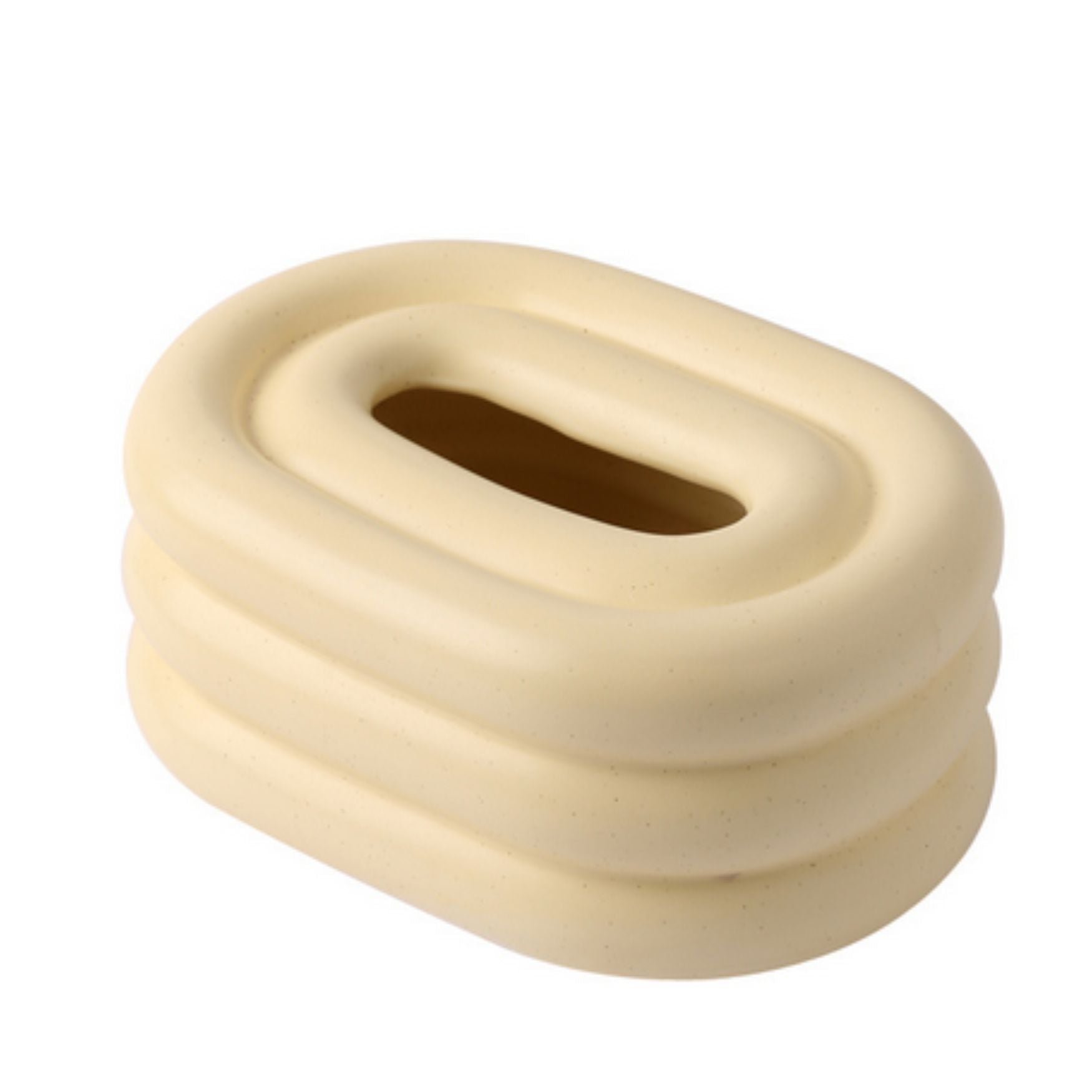 Lustre Ceramic Tissue Holder Buttercream 8"x6"x3.5"
