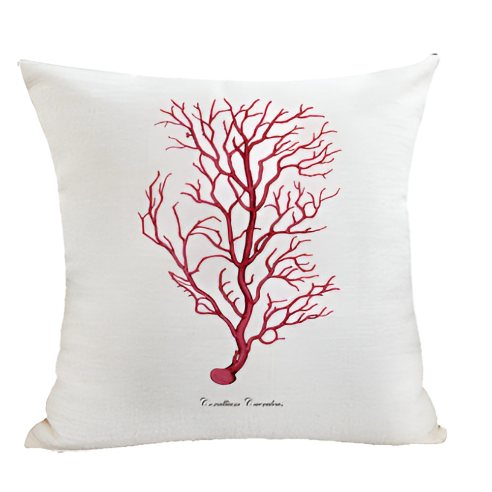 Ocean Treasures Embroidery Cushion Cover Red Coral