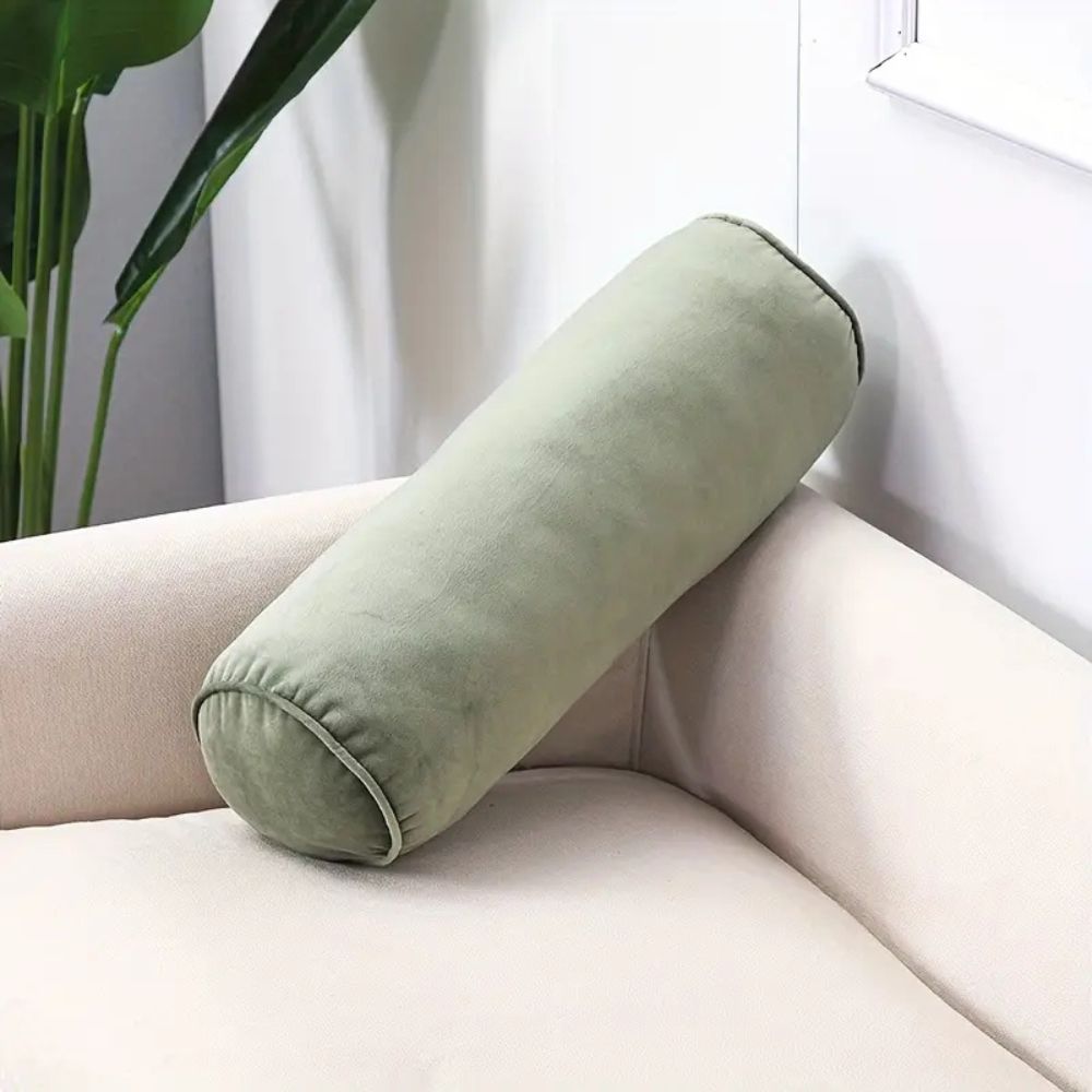 Plush Velvet Bolster Cushion Sea Blue