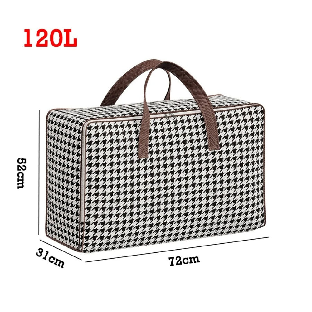 Durable Large Capacity Houndstooth Storage Suitcase 120L