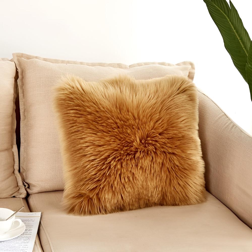 Furry Cushion Covers Honey Maple