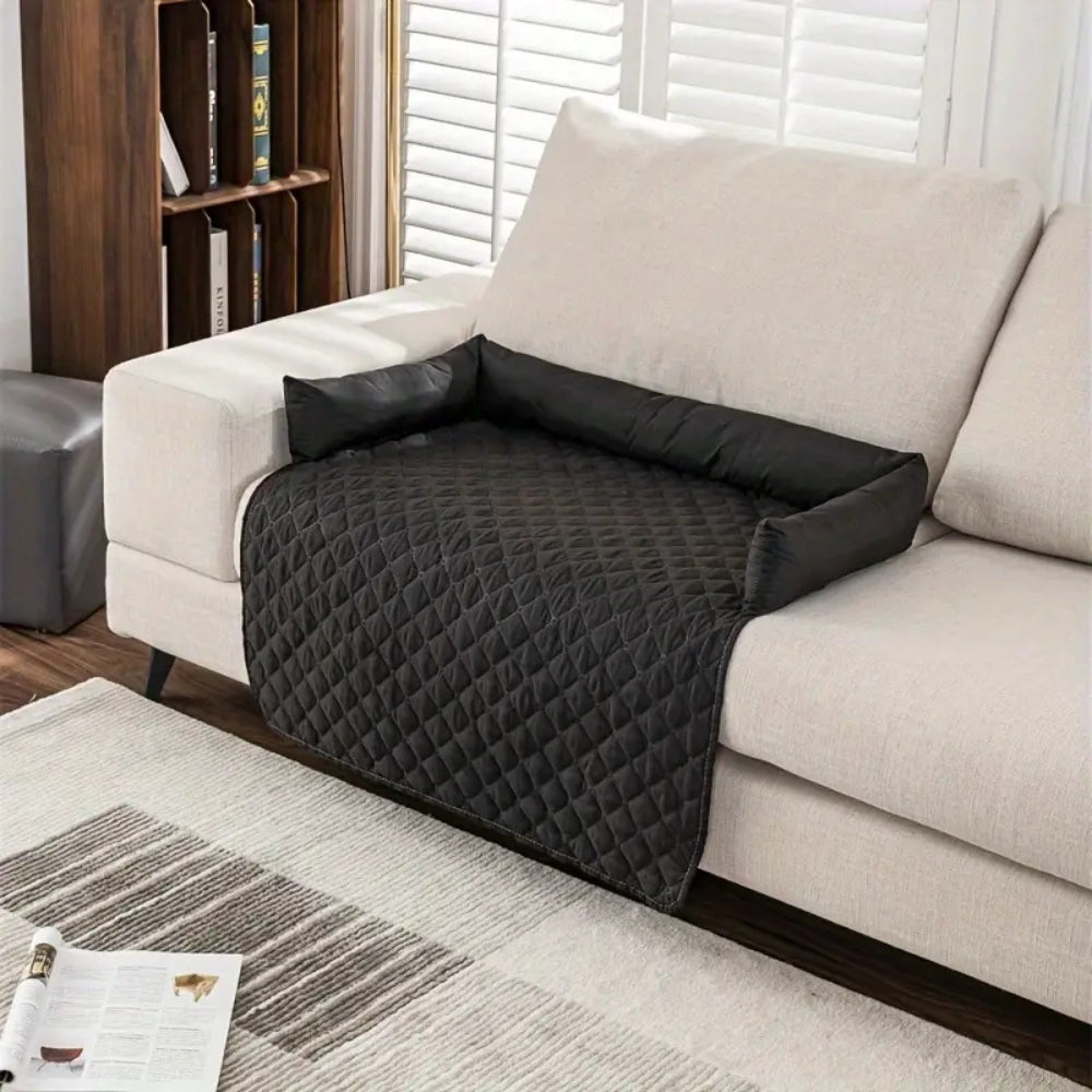 Bolstered Quilted Pet Sofa Protector Black