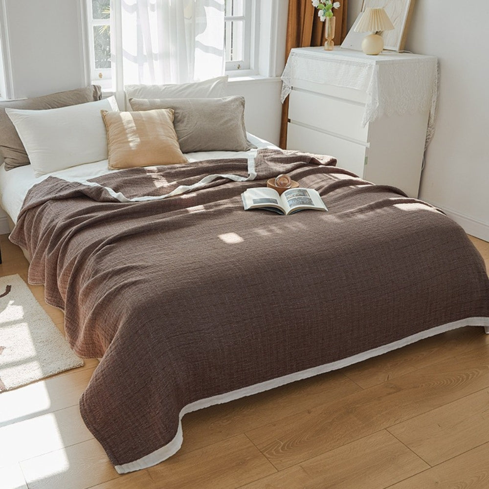 Deluxe Muslin Cotton Multi-Layer Blanket Dark Brown