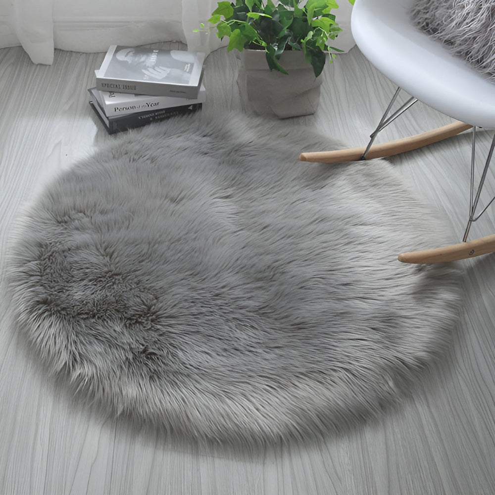 Round Cloud Soft Plush Rug Ash