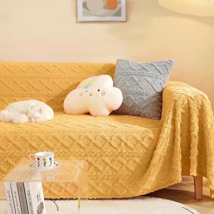Snuggle Sherpa Sofa Cover Yellow