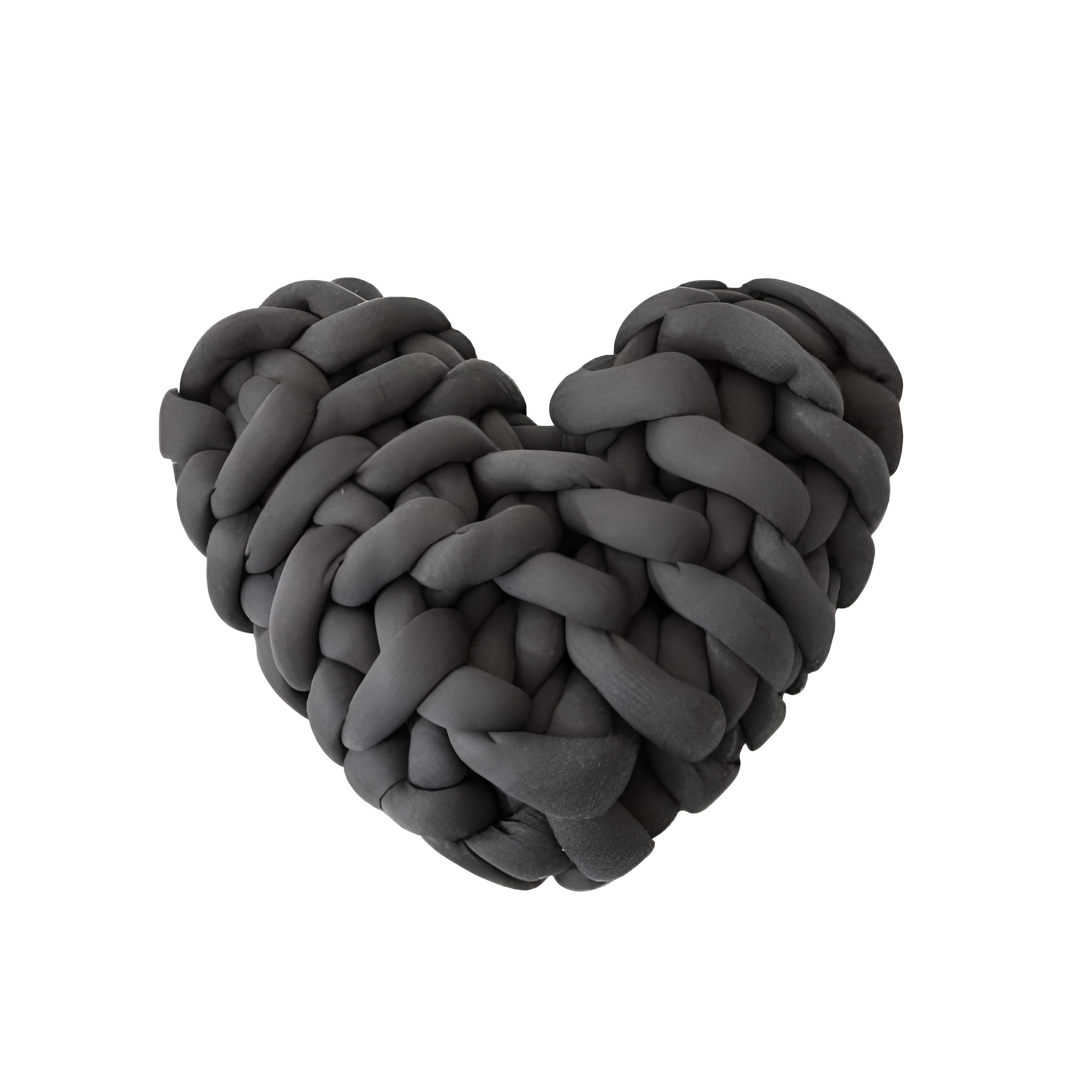 Plush Knotted Heart Shape Cushions Dark Ash 11"x10.6"