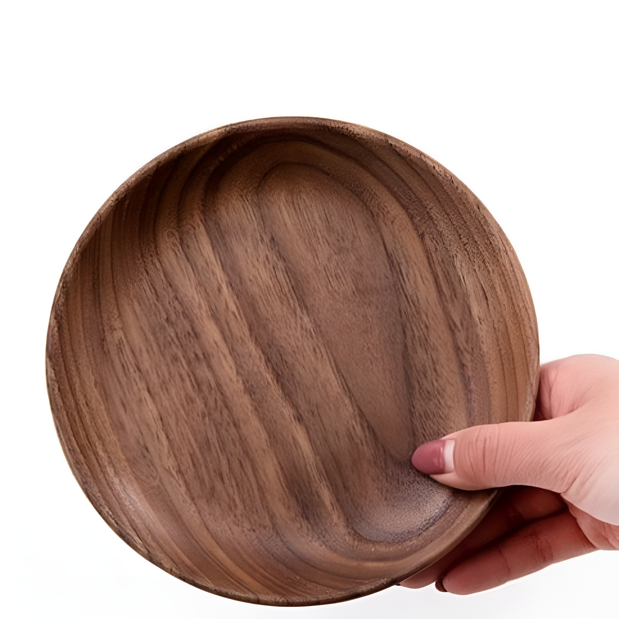 Handcrafted Walnut Wood Plate Dark Large